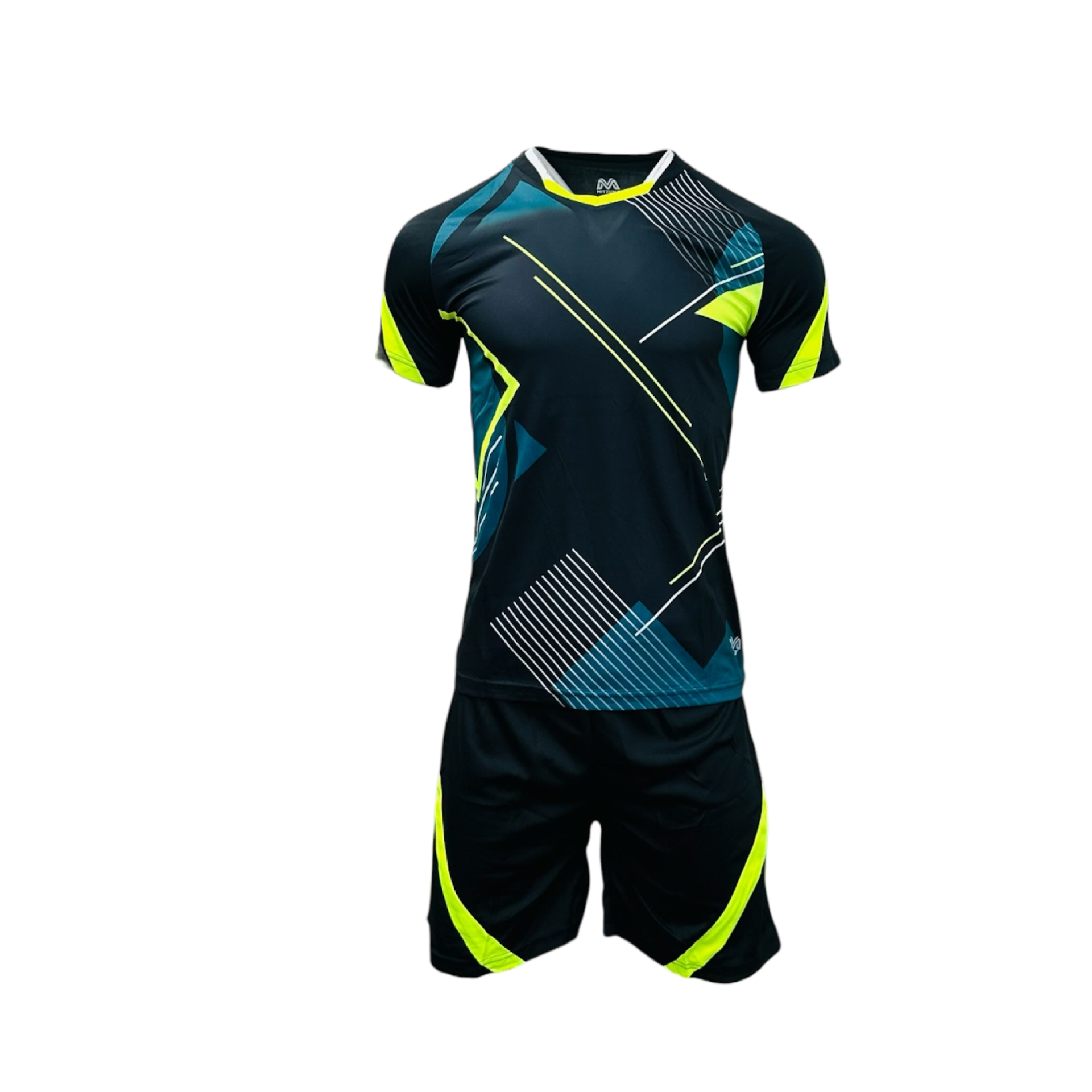 SUBLIMATED FOOTBALL KIT BLACK NEON YELLOW PACK OF 14