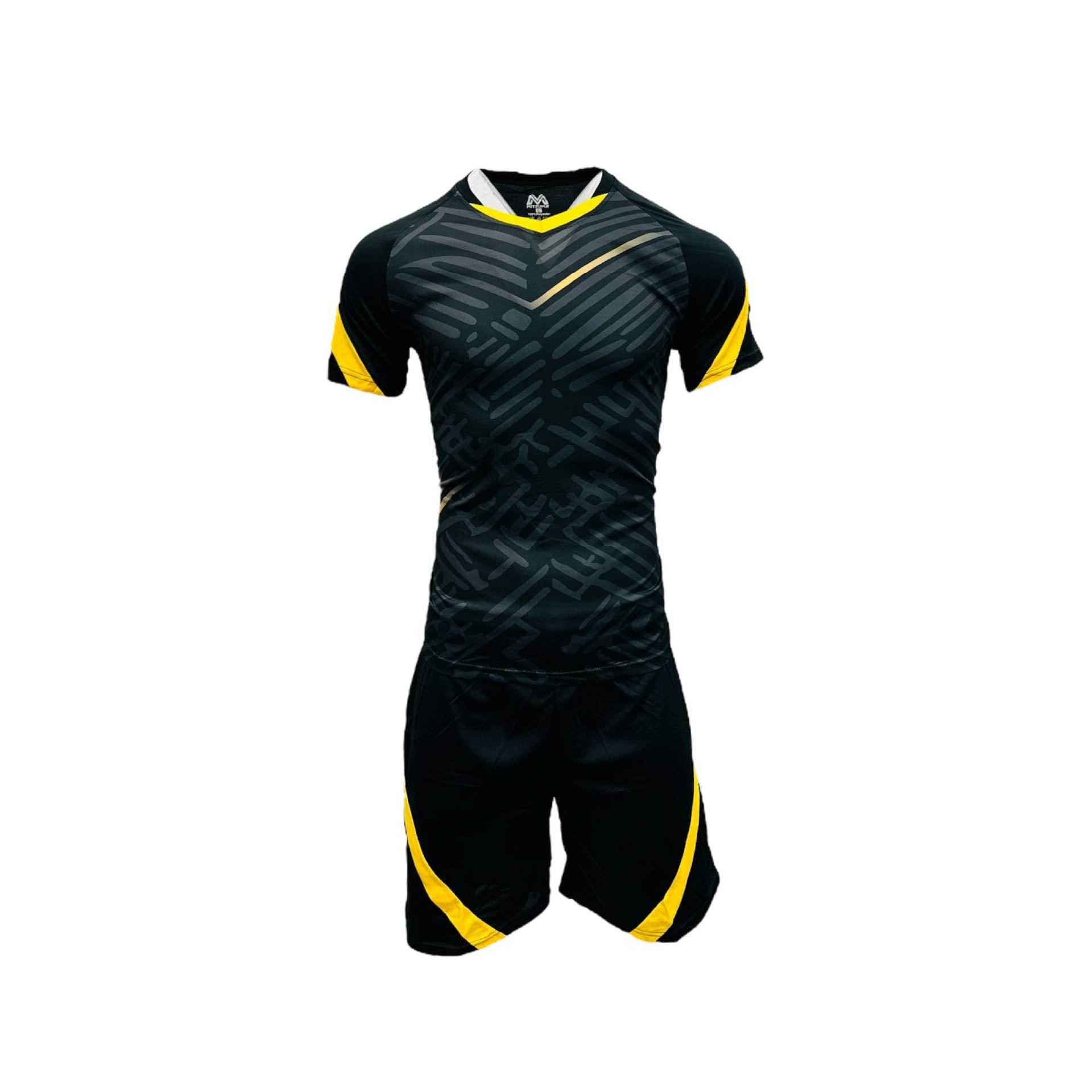 SUBLIMATED FOOTBALL KIT BLACK GOLD PACK OF 14
