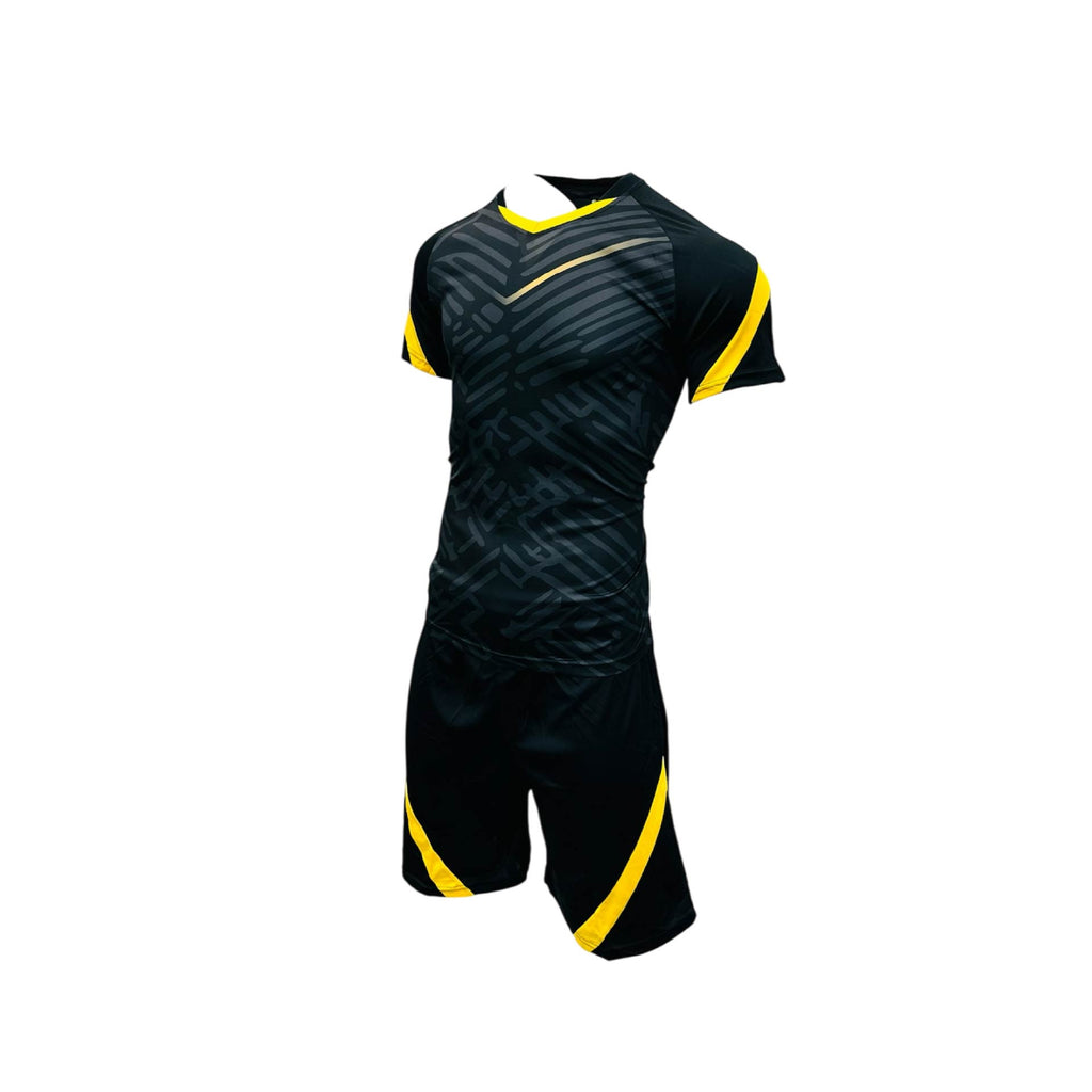 SUBLIMATED FOOTBALL KIT BLACK GOLD PACK OF 14